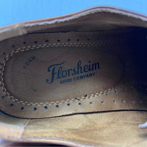Florsheim Shoes Oxford Mens 10.5D Brown Lace Up Leather Upper Lace Up Cap Toe - Picture 7 of 9